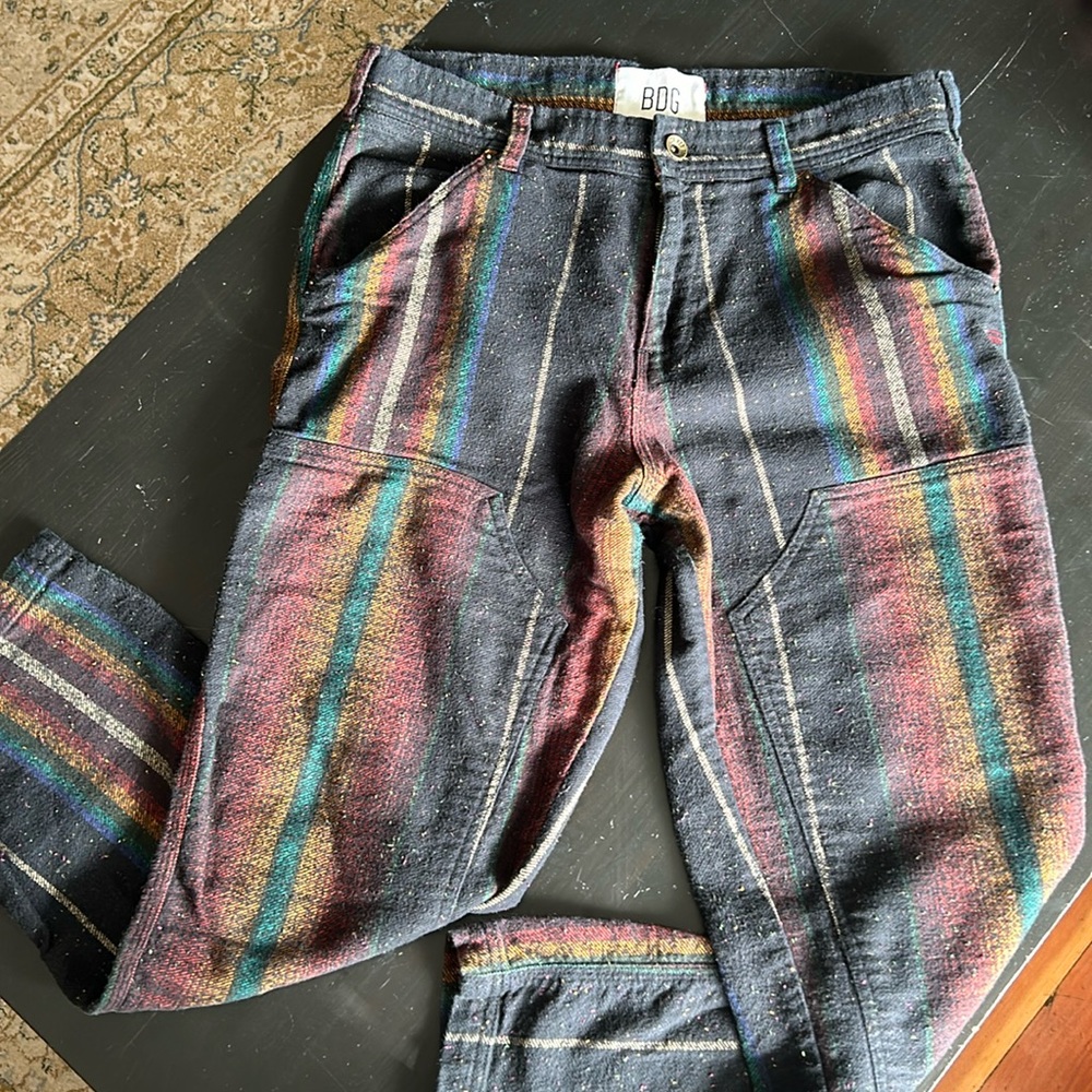 BDG Straight double knee work pants || Blanket Stripe